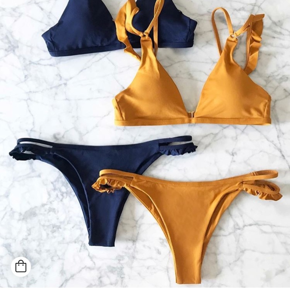 l*space Navy and Mustard Two-Piece Bikini Set